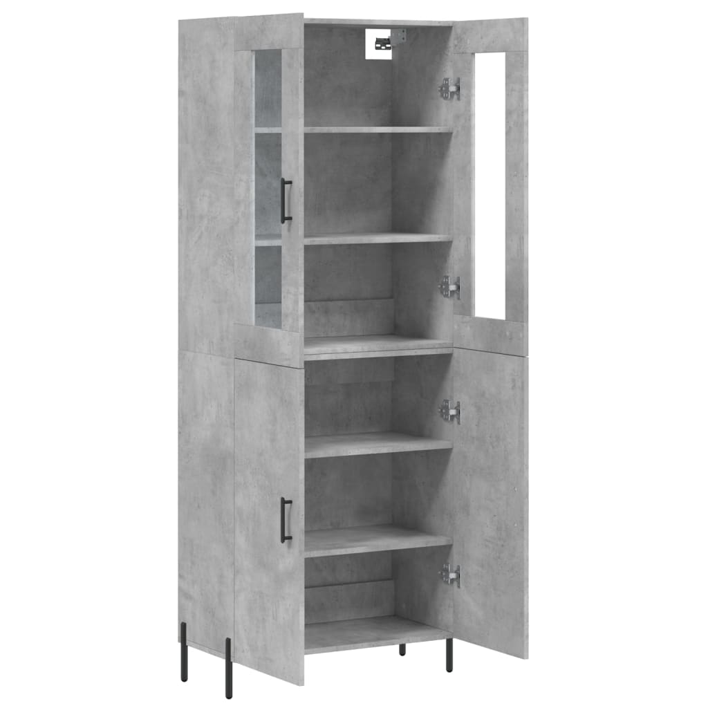 vidaXL Witrynka, szarość betonu 69,5x34x180 cm materiał drewnopochodny