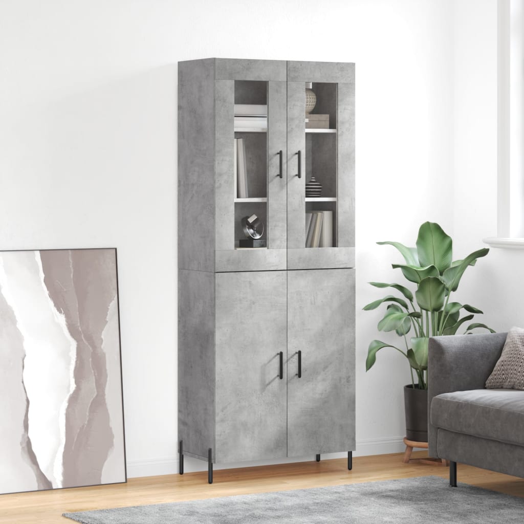 vidaXL Witrynka, szarość betonu 69,5x34x180 cm materiał drewnopochodny