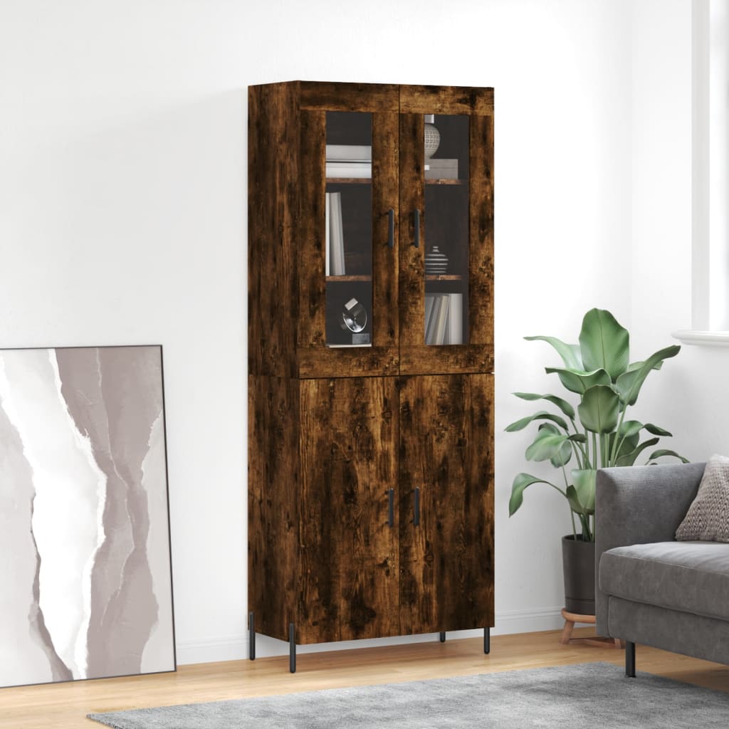 vidaXL Witrynka przydymiony dąb 69,5x34x180 cm materiał drewnopochodny