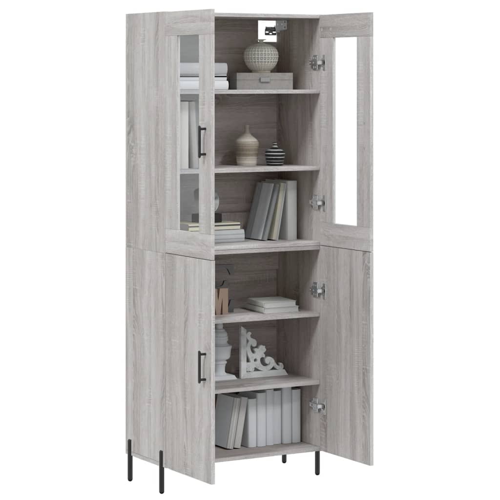 vidaXL Witrynka szary dąb sonoma 69,5x34x180cm materiał drewnopochodny