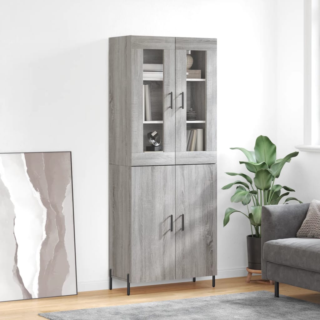 vidaXL Witrynka szary dąb sonoma 69,5x34x180cm materiał drewnopochodny
