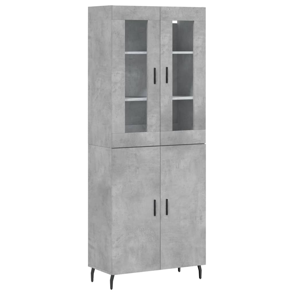 vidaXL Witrynka, szarość betonu 69,5x34x180 cm materiał drewnopochodny