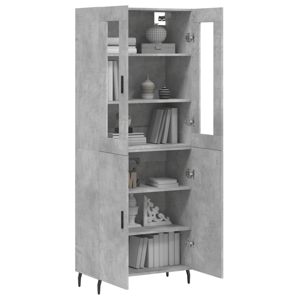 vidaXL Witrynka, szarość betonu 69,5x34x180 cm materiał drewnopochodny