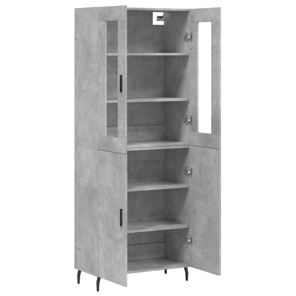 vidaXL Witrynka, szarość betonu 69,5x34x180 cm materiał drewnopochodny