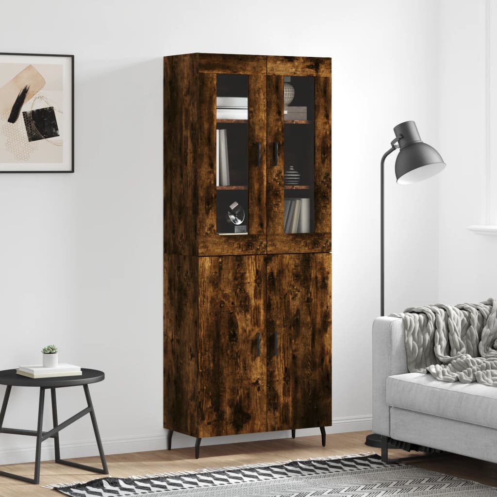 vidaXL Witrynka przydymiony dąb 69,5x34x180 cm materiał drewnopochodny