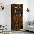 vidaXL Witrynka przydymiony dąb 69,5x34x180 cm materiał drewnopochodny