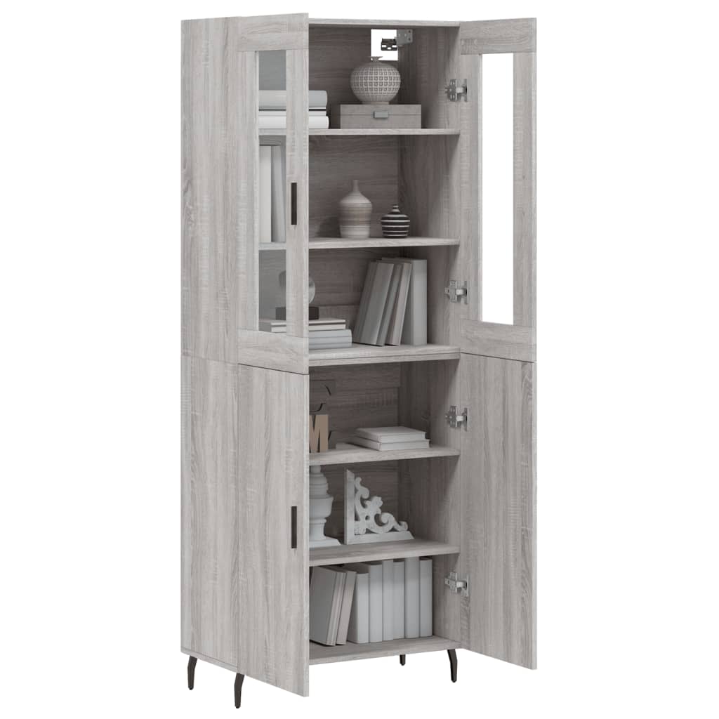 vidaXL Witrynka szary dąb sonoma 69,5x34x180cm materiał drewnopochodny
