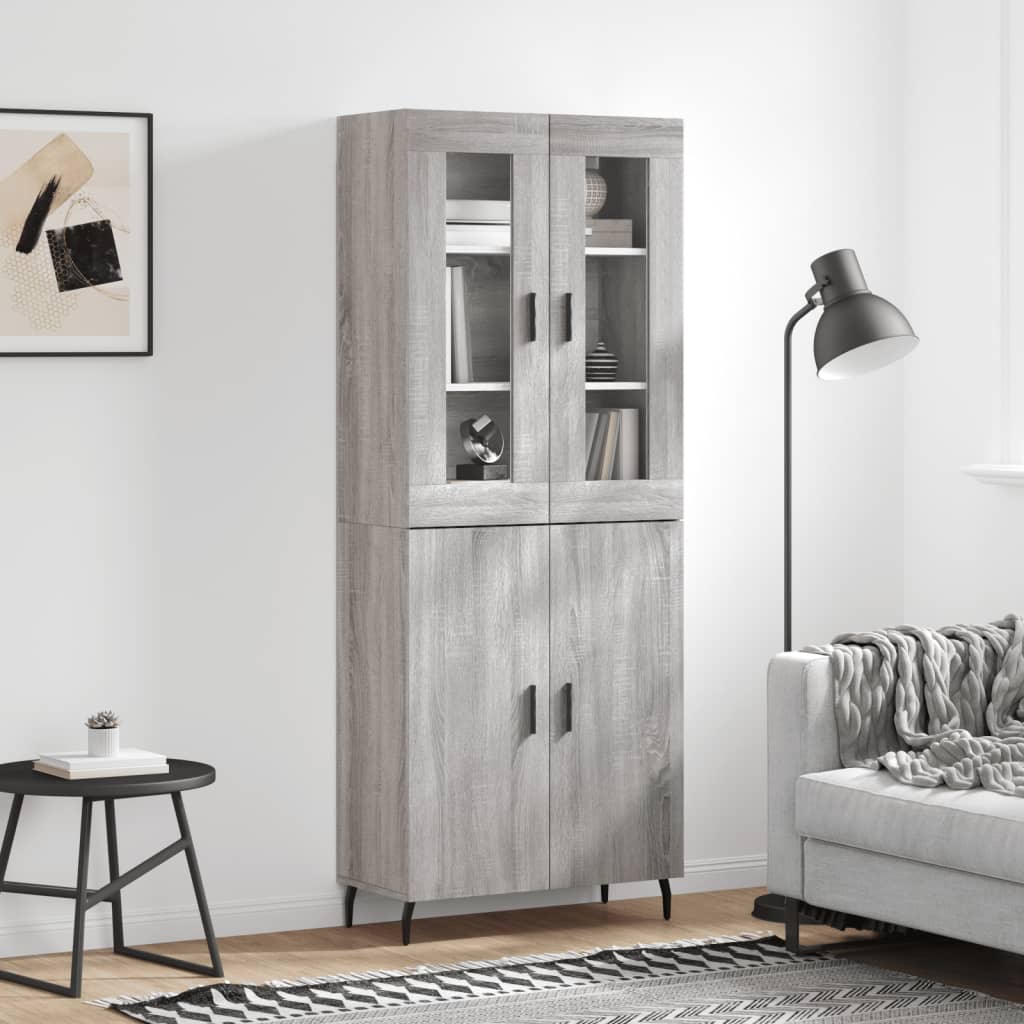 vidaXL Witrynka szary dąb sonoma 69,5x34x180cm materiał drewnopochodny