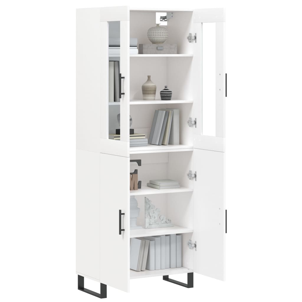 vidaXL Witrynka, biała, 69,5x34x180 cm, materiał drewnopochodny
