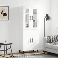 vidaXL Witrynka, biała, 69,5x34x180 cm, materiał drewnopochodny