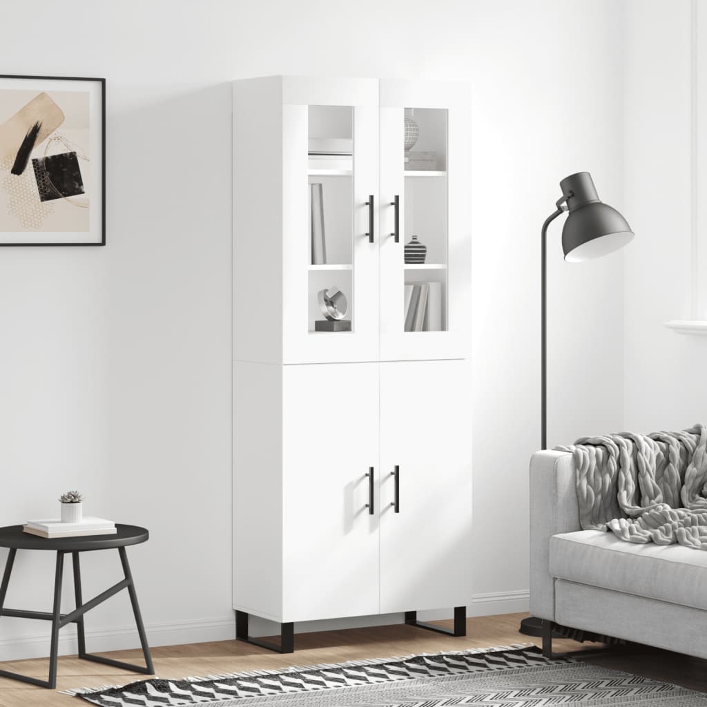 vidaXL Witrynka, biała, 69,5x34x180 cm, materiał drewnopochodny
