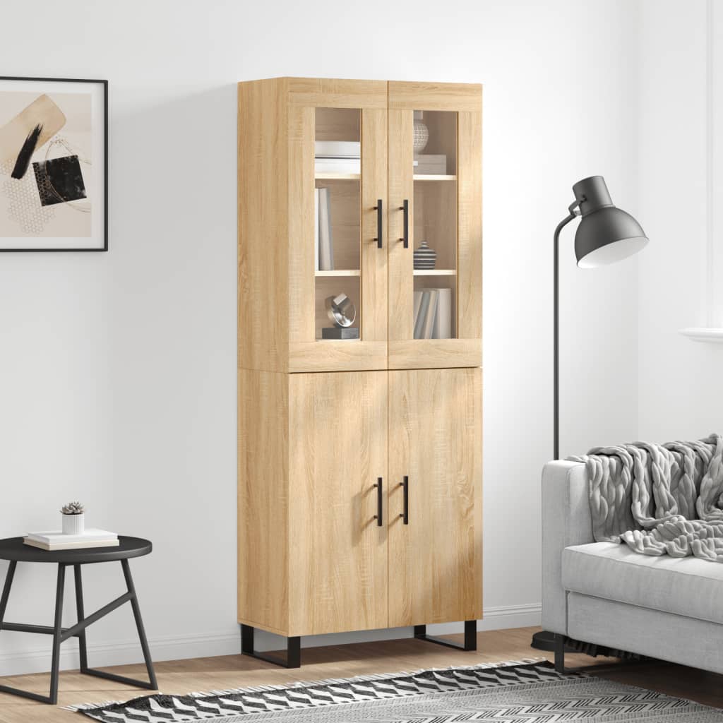 vidaXL Witrynka, dąb sonoma, 69,5x34x180 cm, materiał drewnopochodny