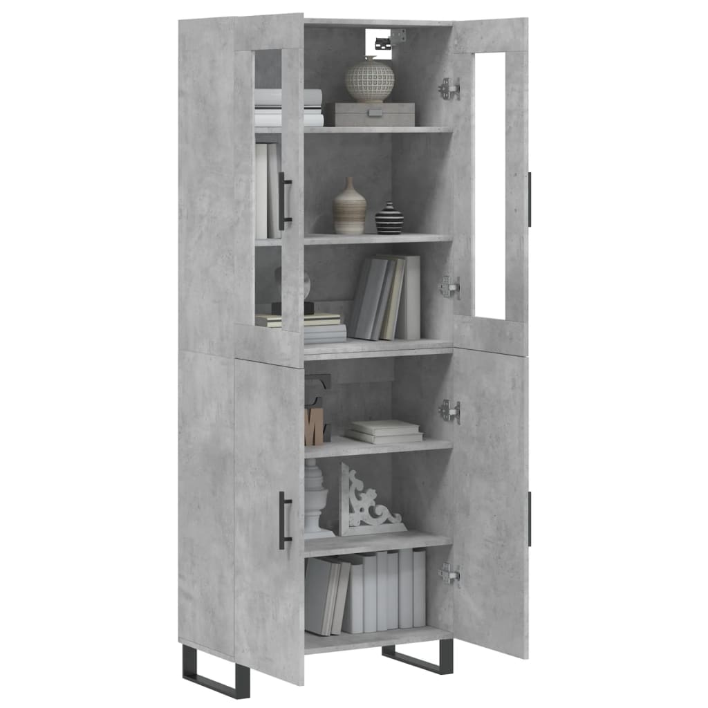 vidaXL Witrynka, szarość betonu 69,5x34x180 cm materiał drewnopochodny