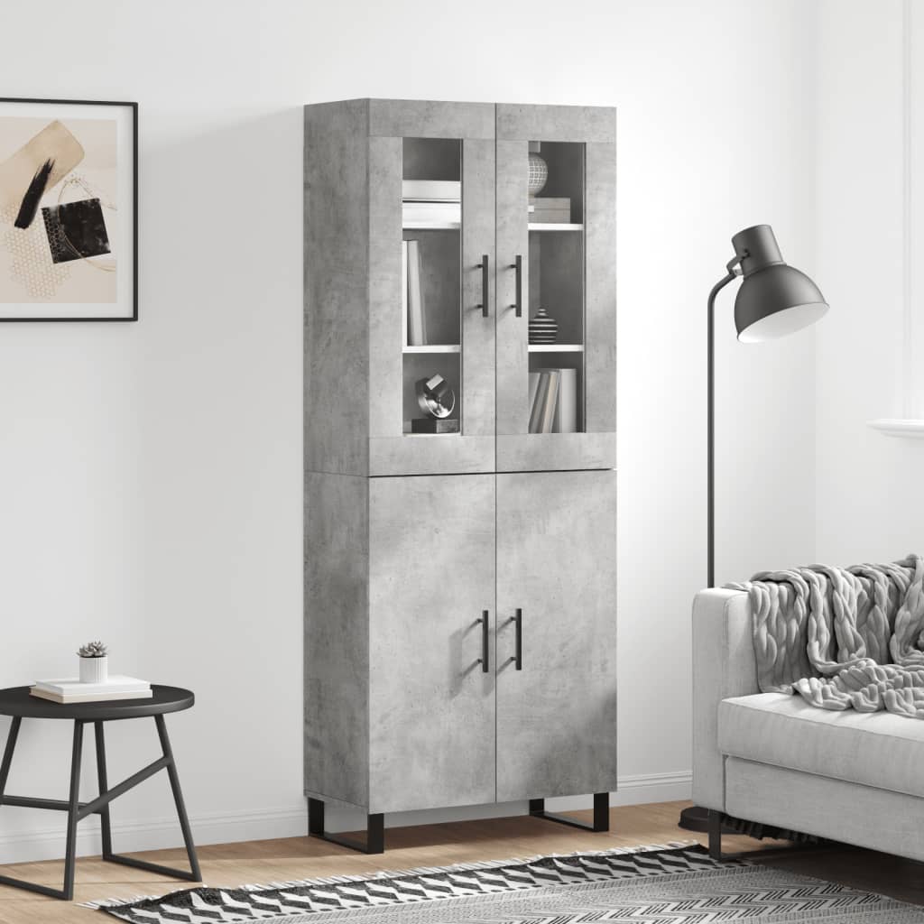 vidaXL Witrynka, szarość betonu 69,5x34x180 cm materiał drewnopochodny