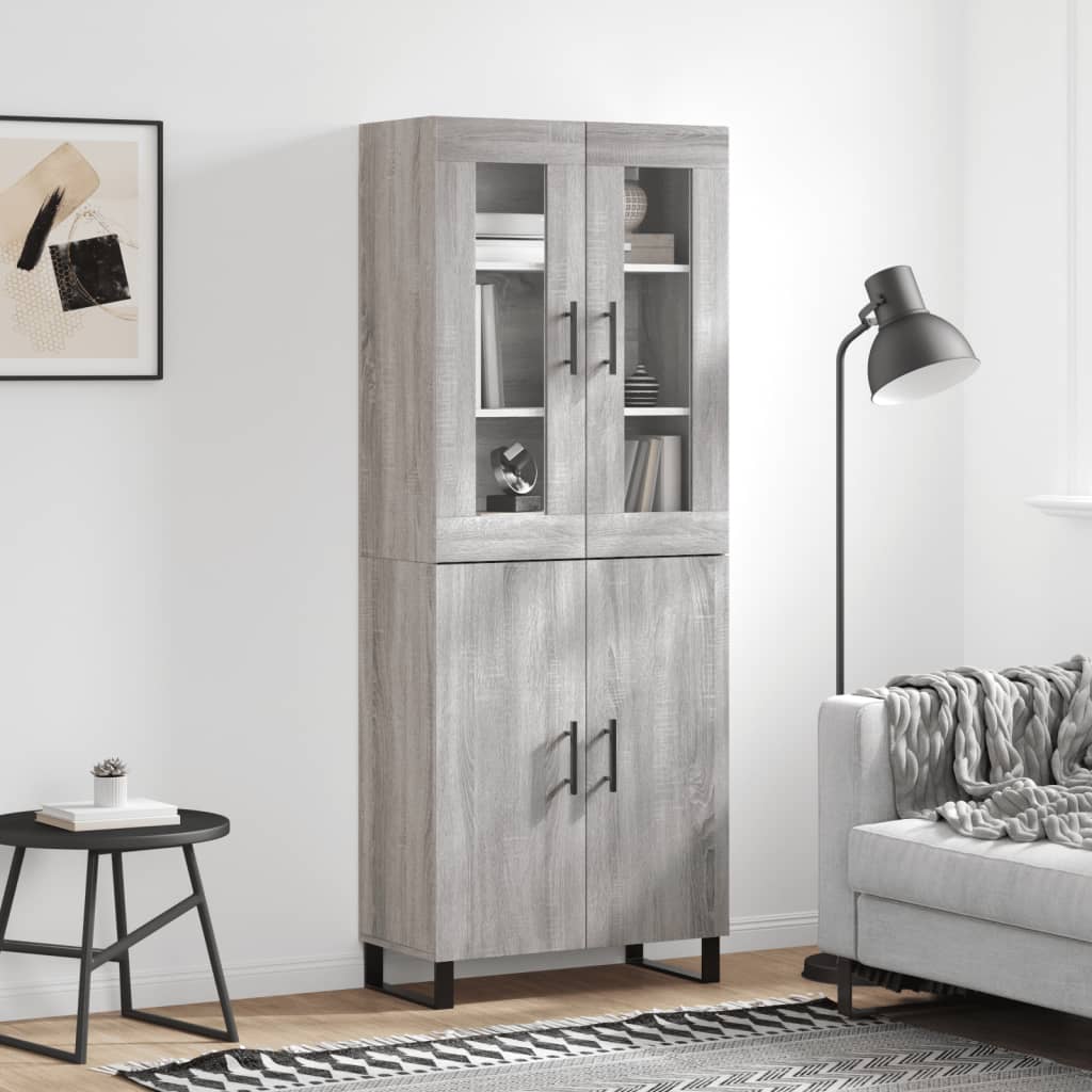 vidaXL Witrynka szary dąb sonoma 69,5x34x180cm materiał drewnopochodny
