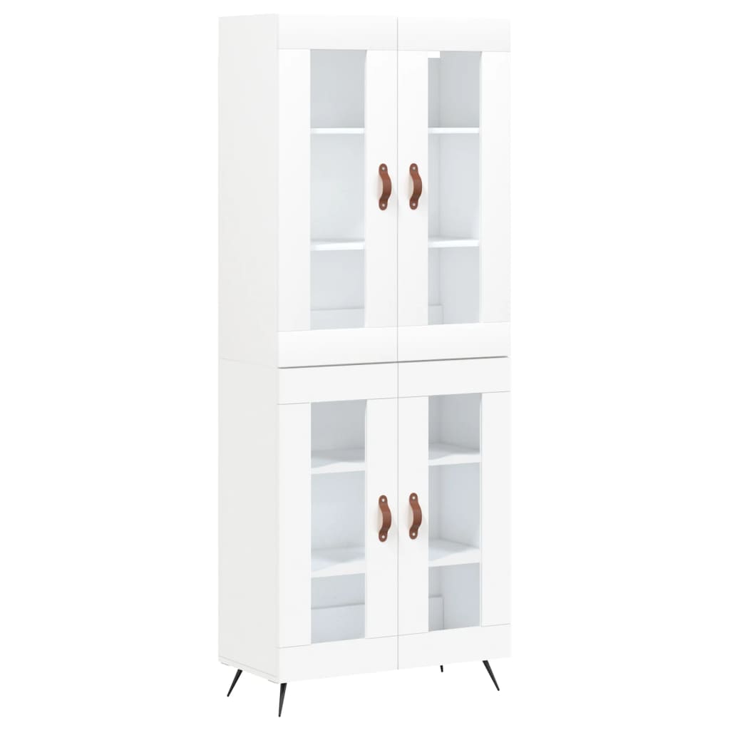 vidaXL Witrynka, biała, 69,5x34x180 cm, materiał drewnopochodny