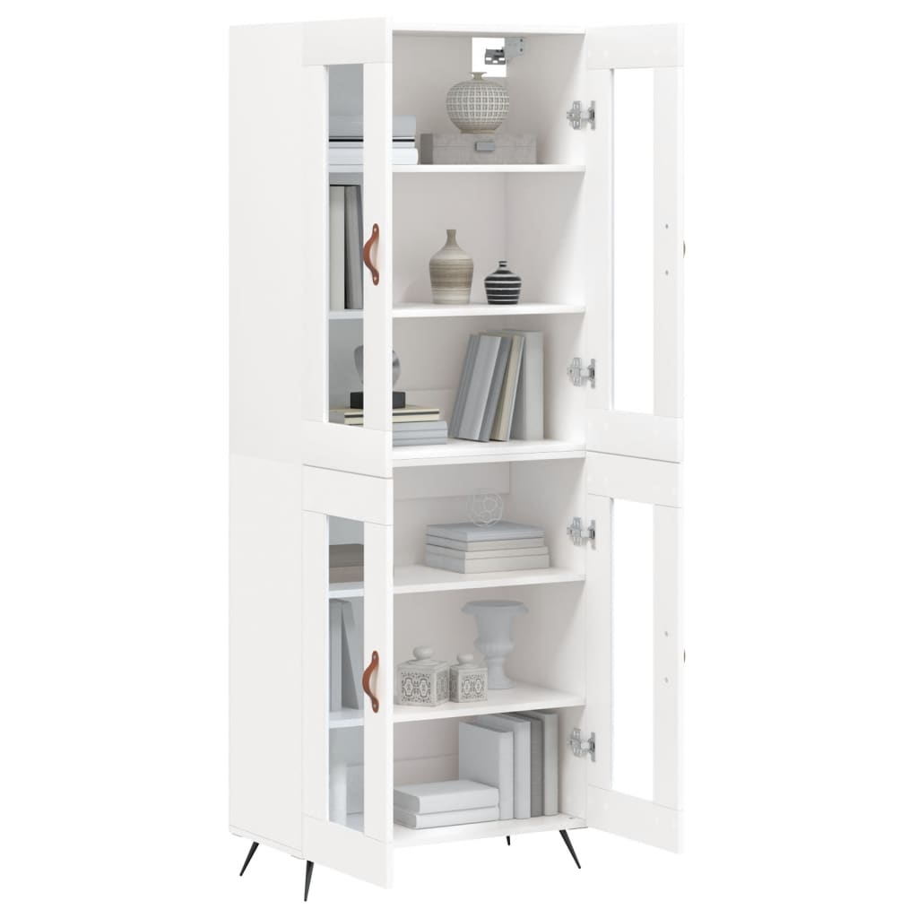vidaXL Witrynka, biała, 69,5x34x180 cm, materiał drewnopochodny