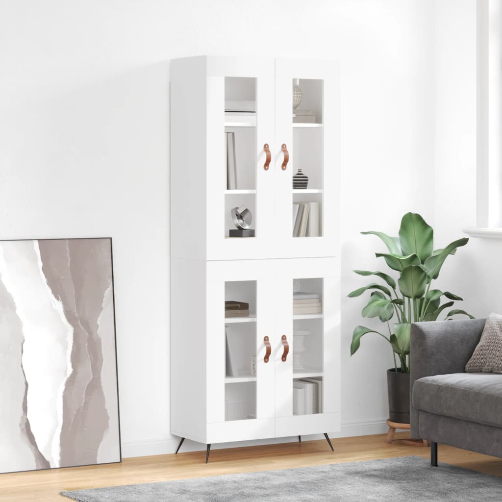 vidaXL Witrynka, biała, 69,5x34x180 cm, materiał drewnopochodny