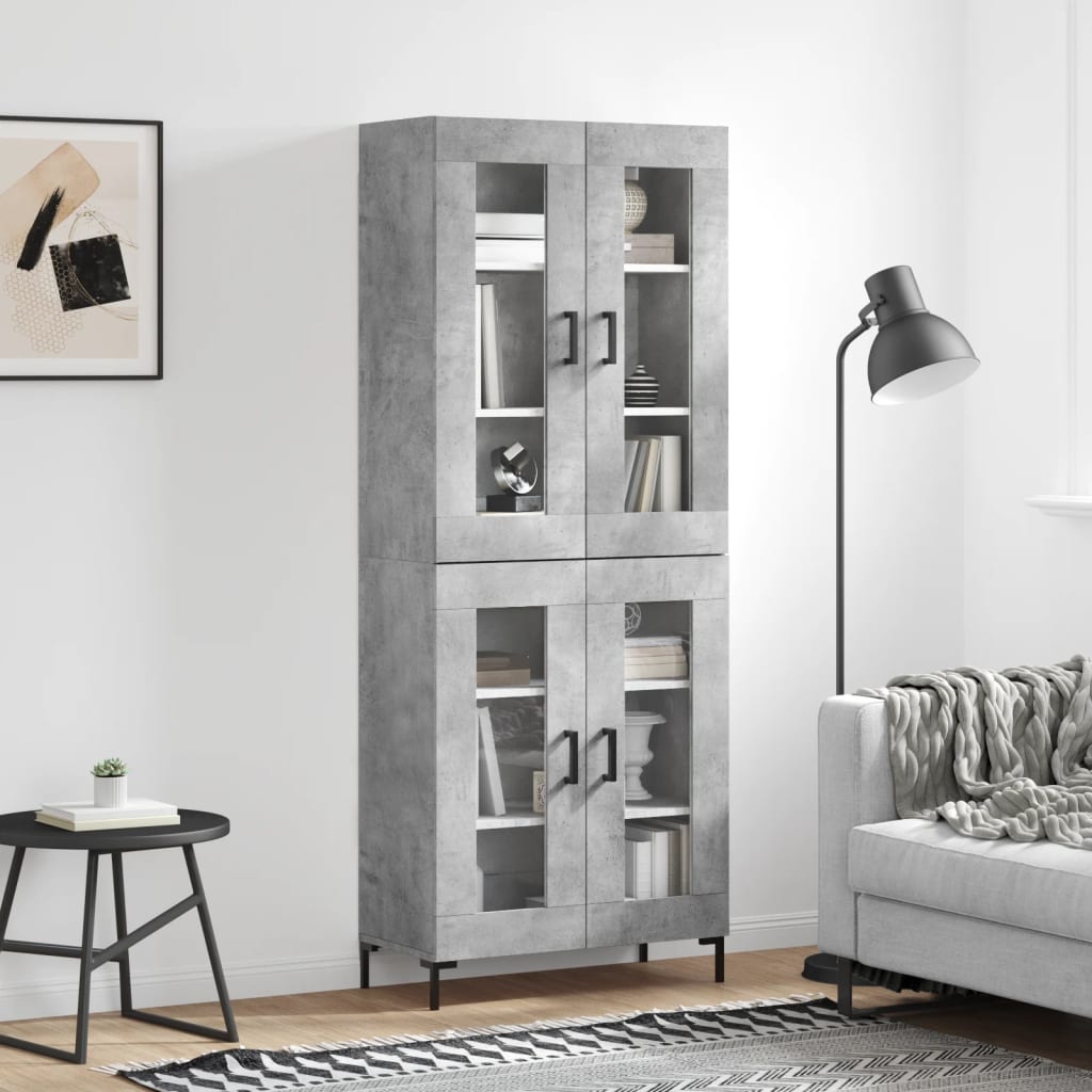 vidaXL Witrynka, szarość betonu 69,5x34x180 cm materiał drewnopochodny