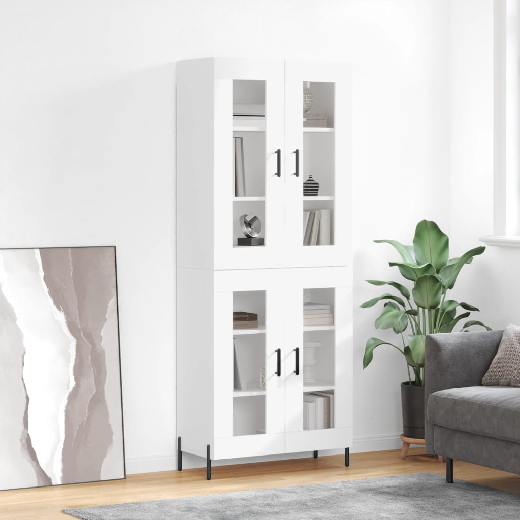 vidaXL Witrynka, biała, 69,5x34x180 cm, materiał drewnopochodny