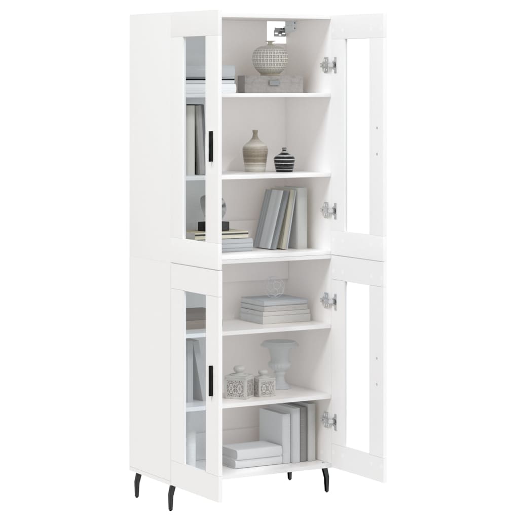vidaXL Witrynka, biała, 69,5x34x180 cm, materiał drewnopochodny