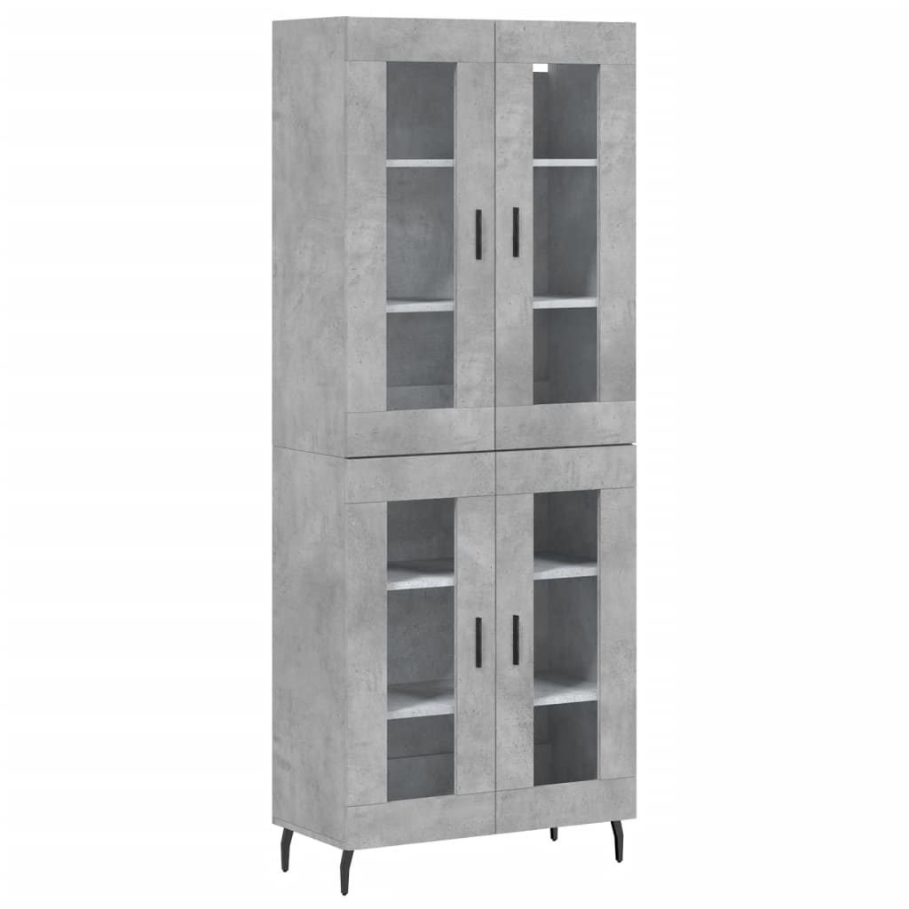 vidaXL Witrynka, szarość betonu 69,5x34x180 cm materiał drewnopochodny