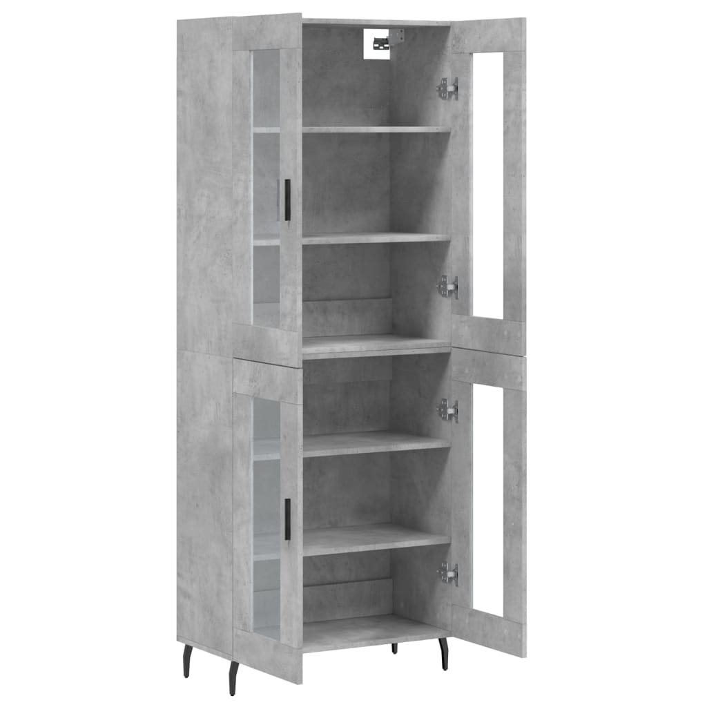 vidaXL Witrynka, szarość betonu 69,5x34x180 cm materiał drewnopochodny