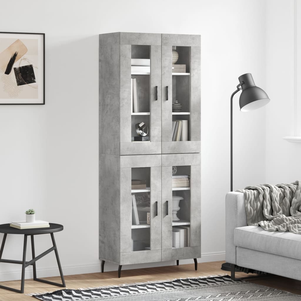 vidaXL Witrynka, szarość betonu 69,5x34x180 cm materiał drewnopochodny