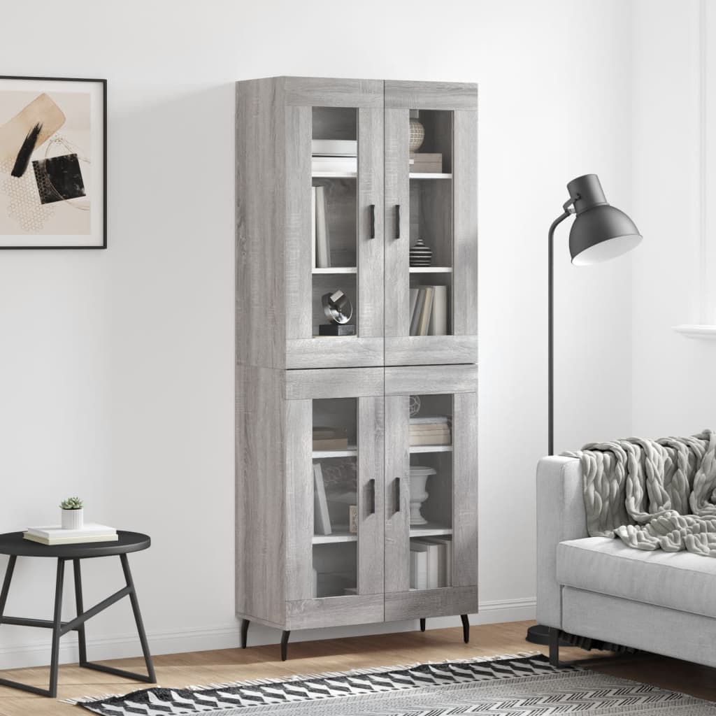 vidaXL Witrynka szary dąb sonoma 69,5x34x180cm materiał drewnopochodny