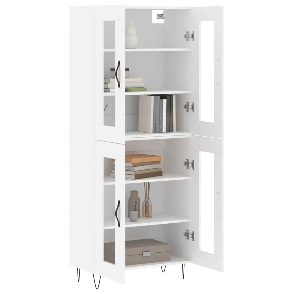 vidaXL Witrynka, biała, 69,5x34x180 cm, materiał drewnopochodny