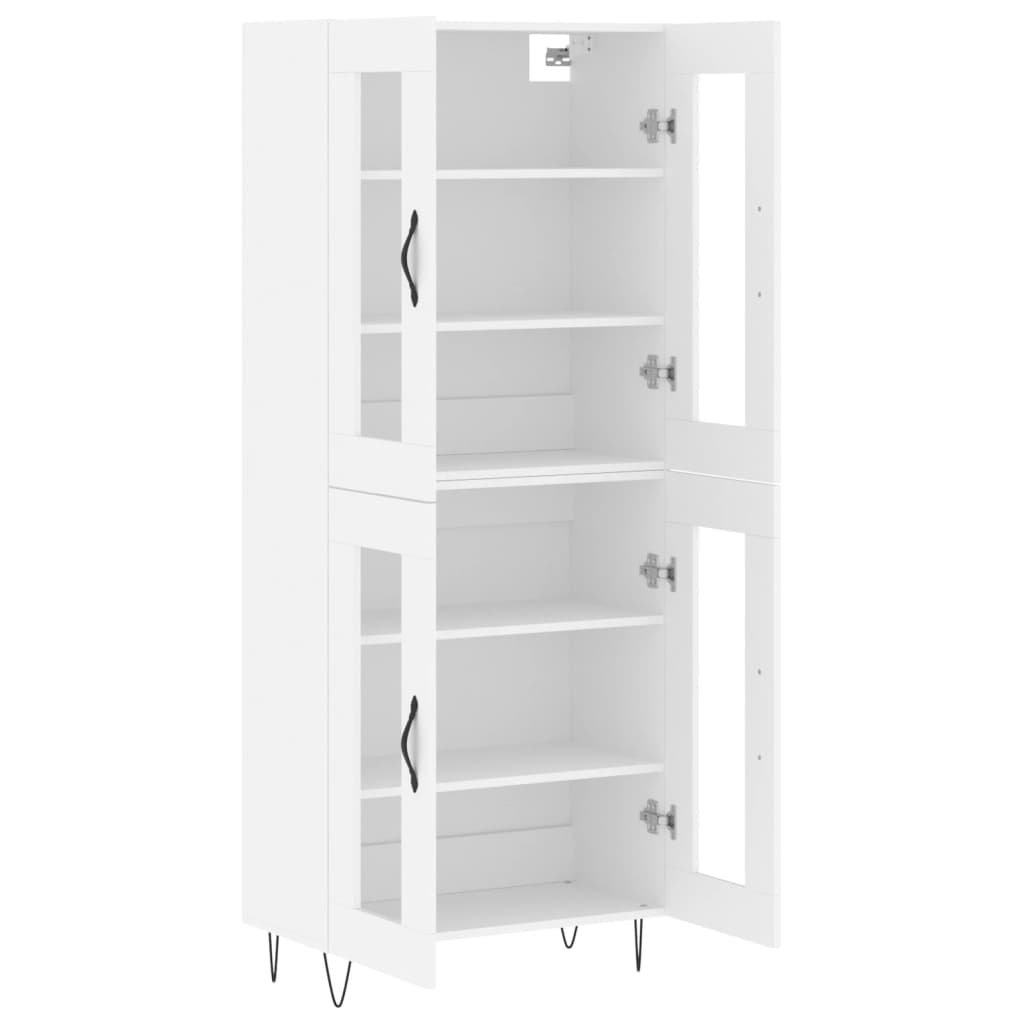 vidaXL Witrynka, biała, 69,5x34x180 cm, materiał drewnopochodny