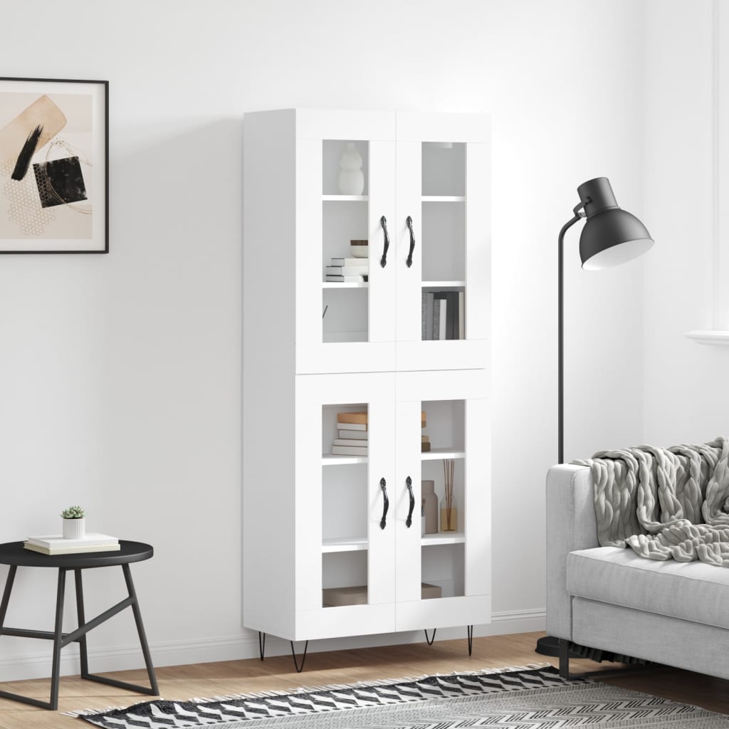 vidaXL Witrynka, biała, 69,5x34x180 cm, materiał drewnopochodny