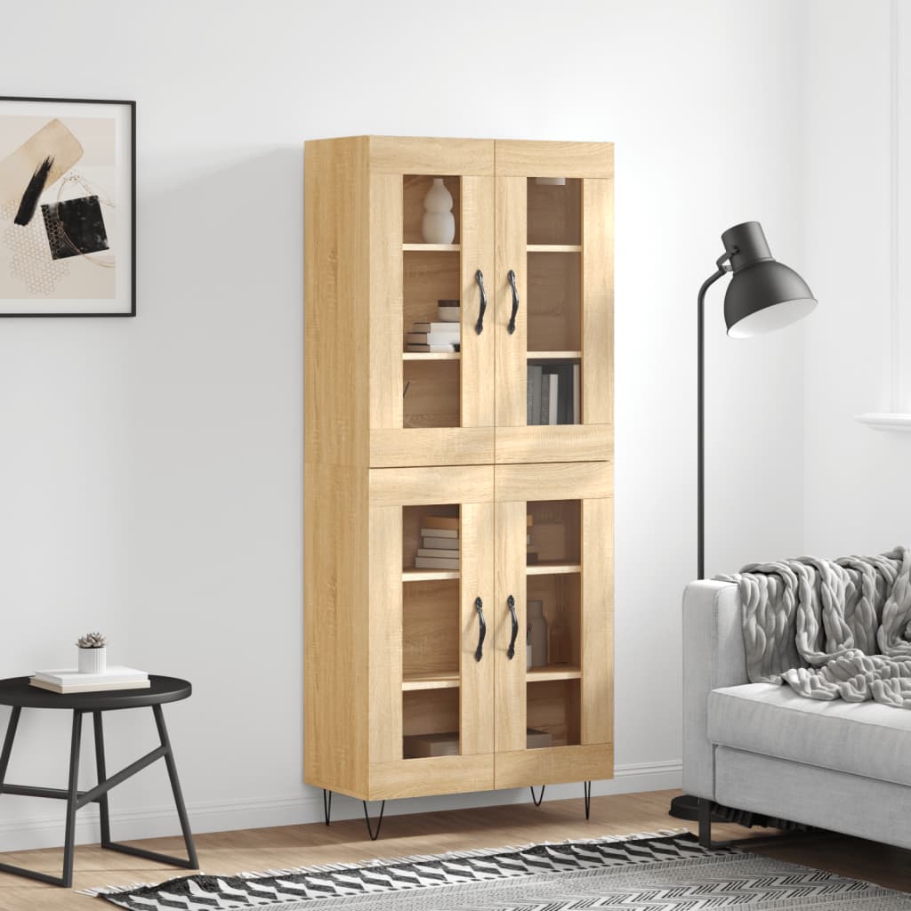 vidaXL Witrynka, dąb sonoma, 69,5x34x180 cm, materiał drewnopochodny