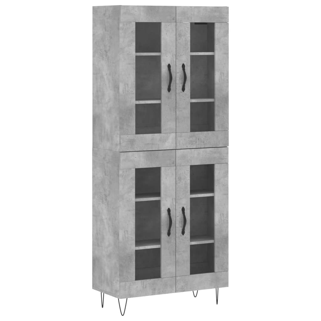 vidaXL Witrynka, szarość betonu 69,5x34x180 cm materiał drewnopochodny
