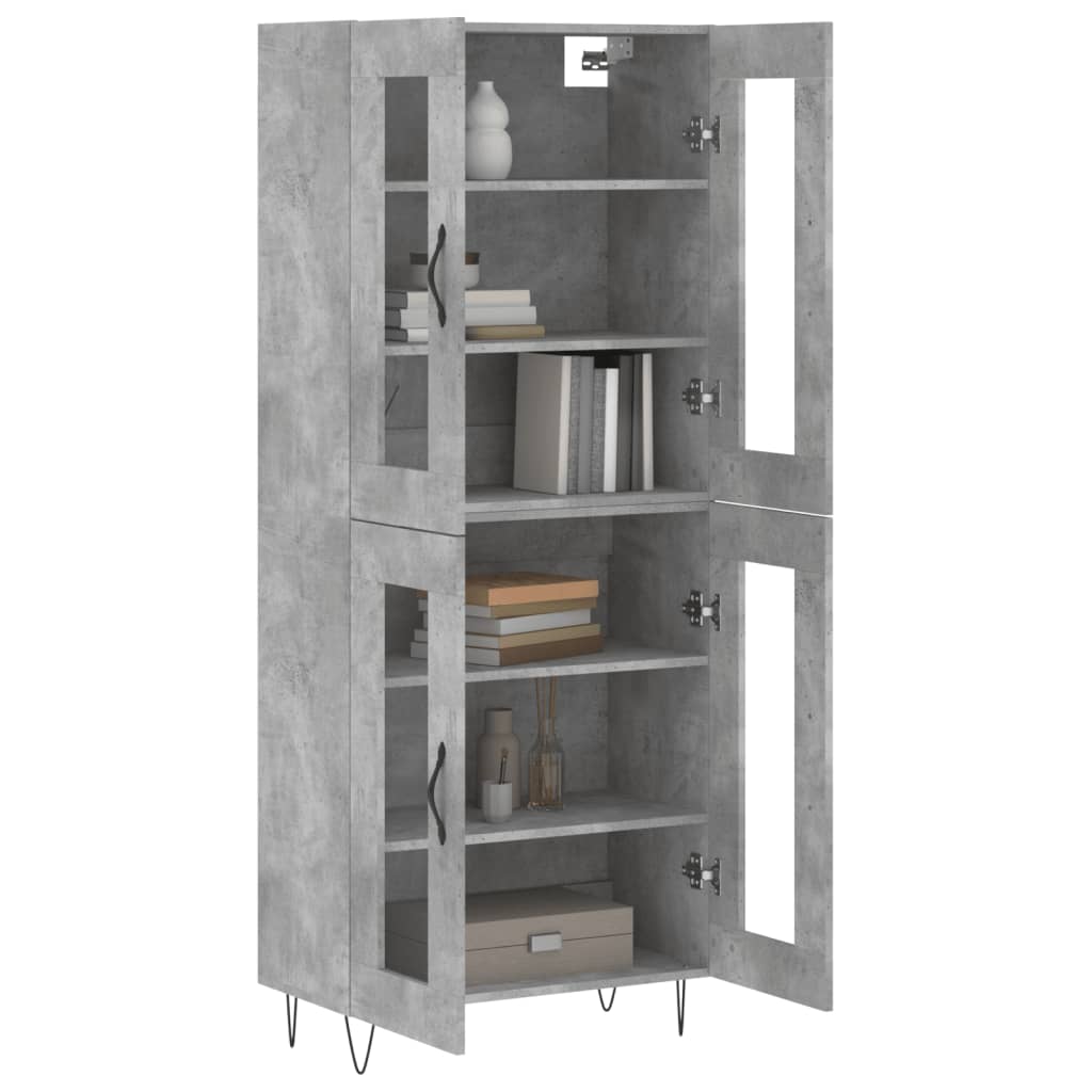 vidaXL Witrynka, szarość betonu 69,5x34x180 cm materiał drewnopochodny