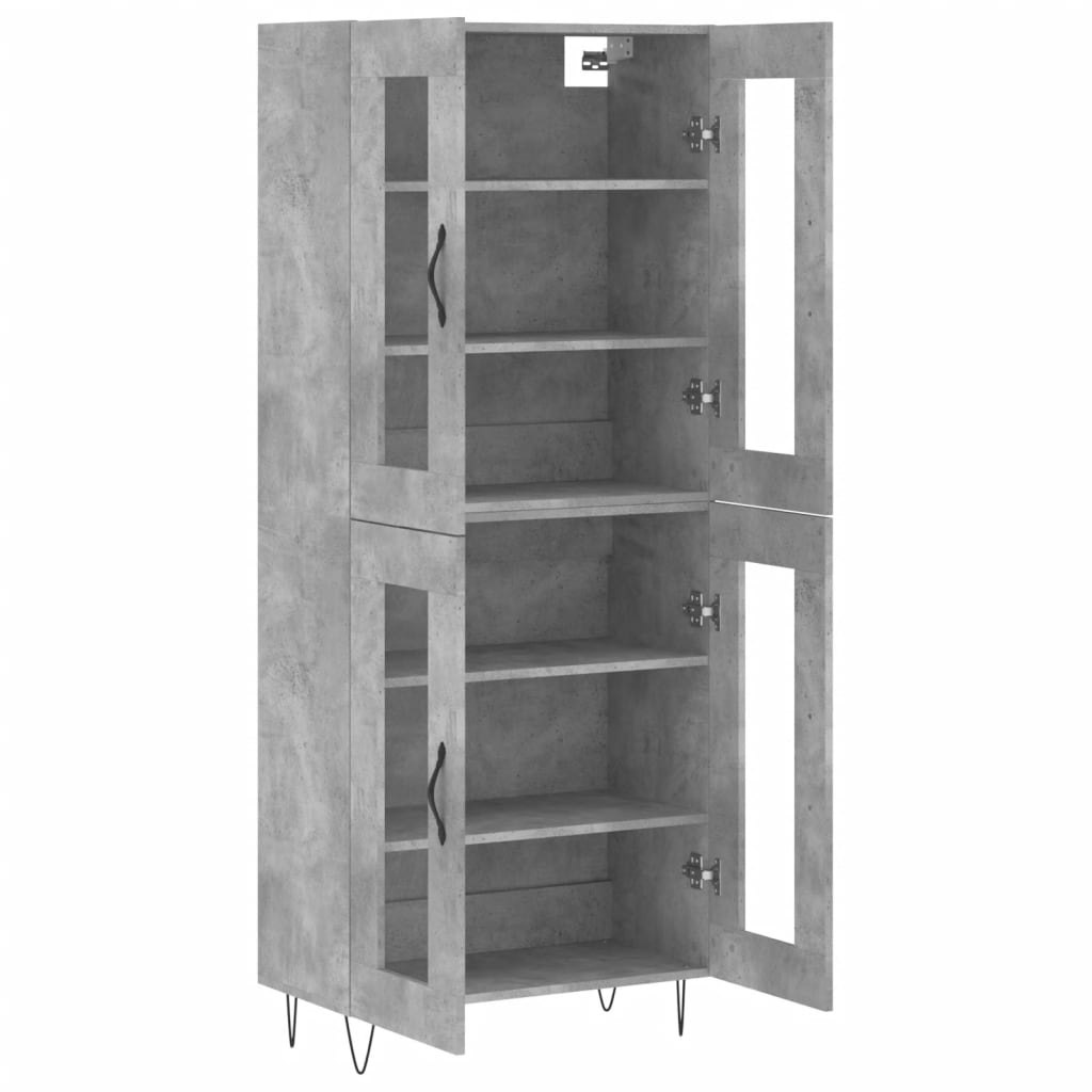 vidaXL Witrynka, szarość betonu 69,5x34x180 cm materiał drewnopochodny