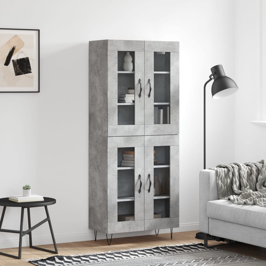 vidaXL Witrynka, szarość betonu 69,5x34x180 cm materiał drewnopochodny