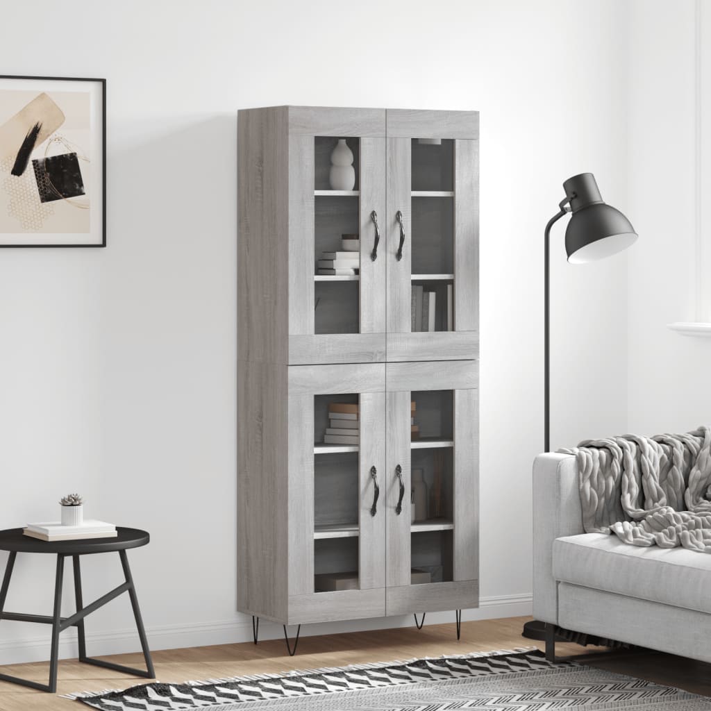 vidaXL Witrynka szary dąb sonoma 69,5x34x180cm materiał drewnopochodny