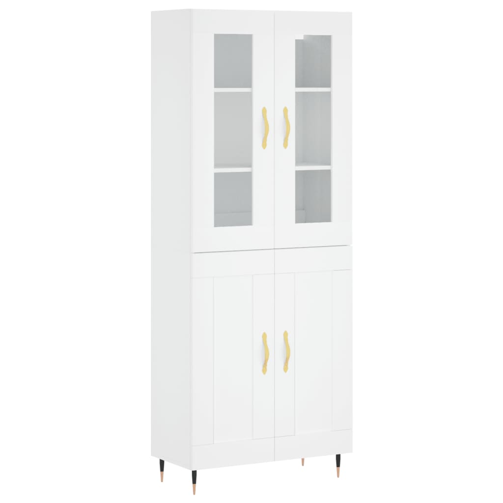 vidaXL Witrynka, biała, 69,5x34x180 cm, materiał drewnopochodny