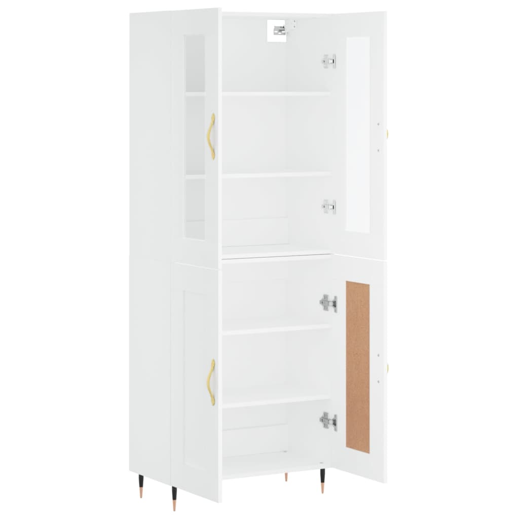 vidaXL Witrynka, biała, 69,5x34x180 cm, materiał drewnopochodny