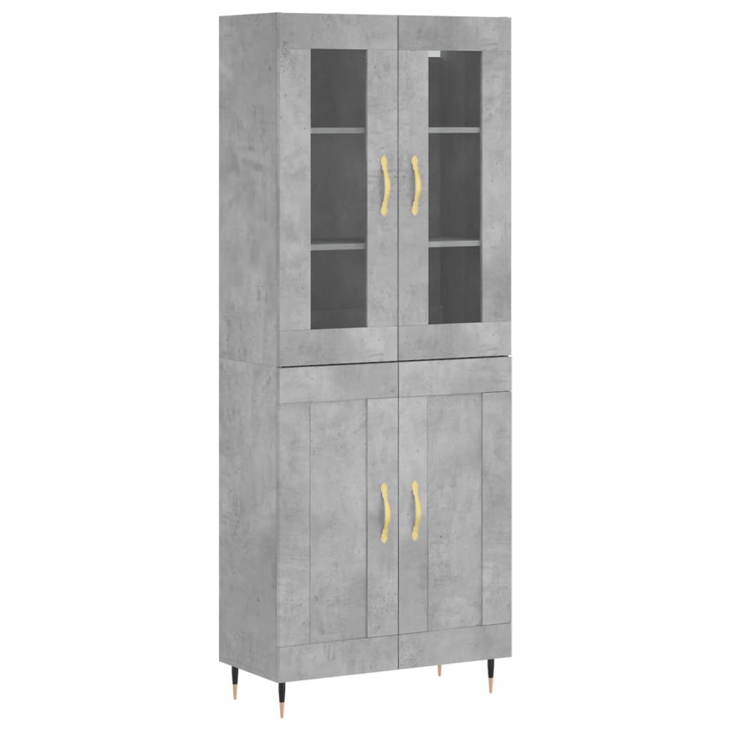 vidaXL Witrynka, szarość betonu 69,5x34x180 cm materiał drewnopochodny