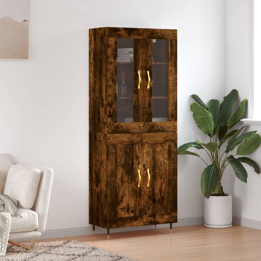 vidaXL Witrynka przydymiony dąb 69,5x34x180 cm materiał drewnopochodny