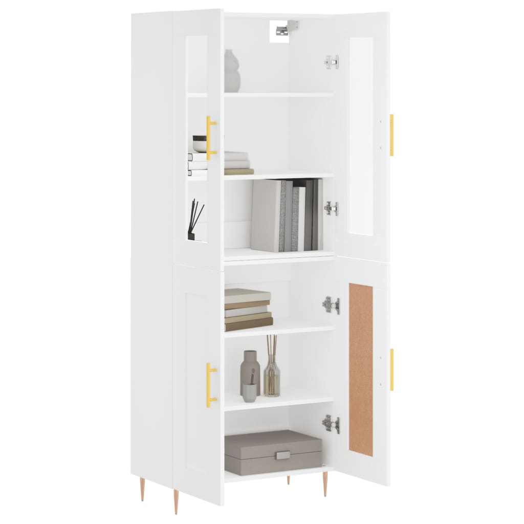 vidaXL Witrynka, biała, 69,5x34x180 cm, materiał drewnopochodny
