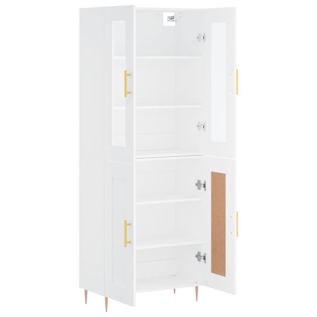 vidaXL Witrynka, biała, 69,5x34x180 cm, materiał drewnopochodny