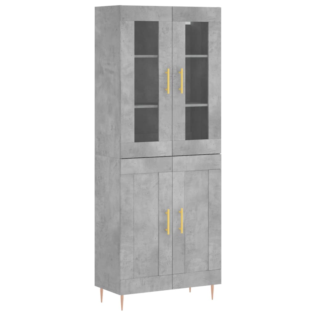vidaXL Witrynka, szarość betonu 69,5x34x180 cm materiał drewnopochodny