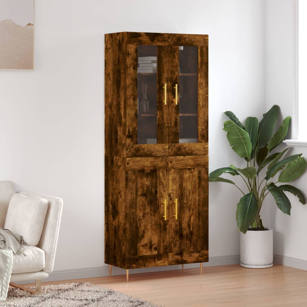 vidaXL Witrynka przydymiony dąb 69,5x34x180 cm materiał drewnopochodny