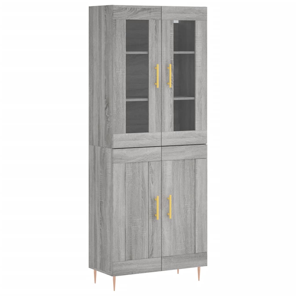 vidaXL Witrynka szary dąb sonoma 69,5x34x180cm materiał drewnopochodny