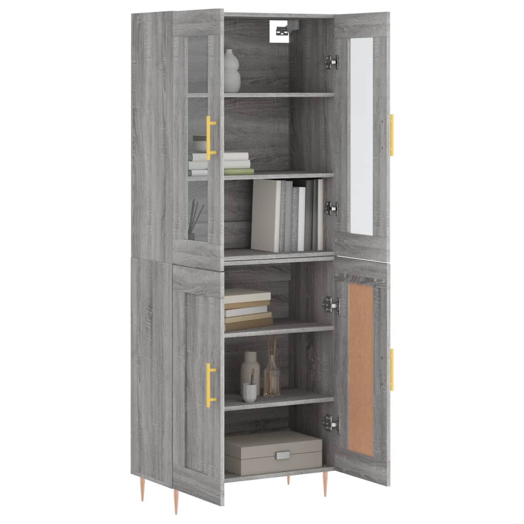 vidaXL Witrynka szary dąb sonoma 69,5x34x180cm materiał drewnopochodny