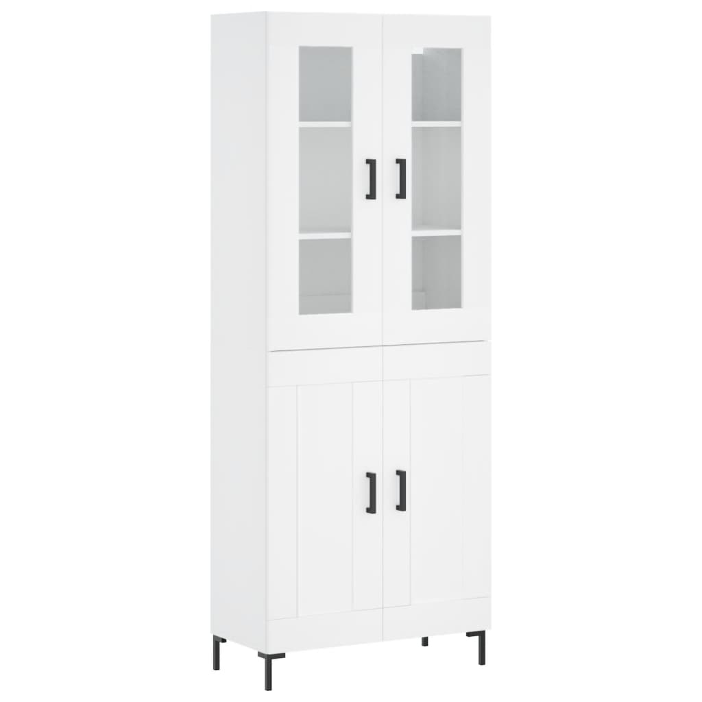 vidaXL Witrynka, biała, 69,5x34x180 cm, materiał drewnopochodny