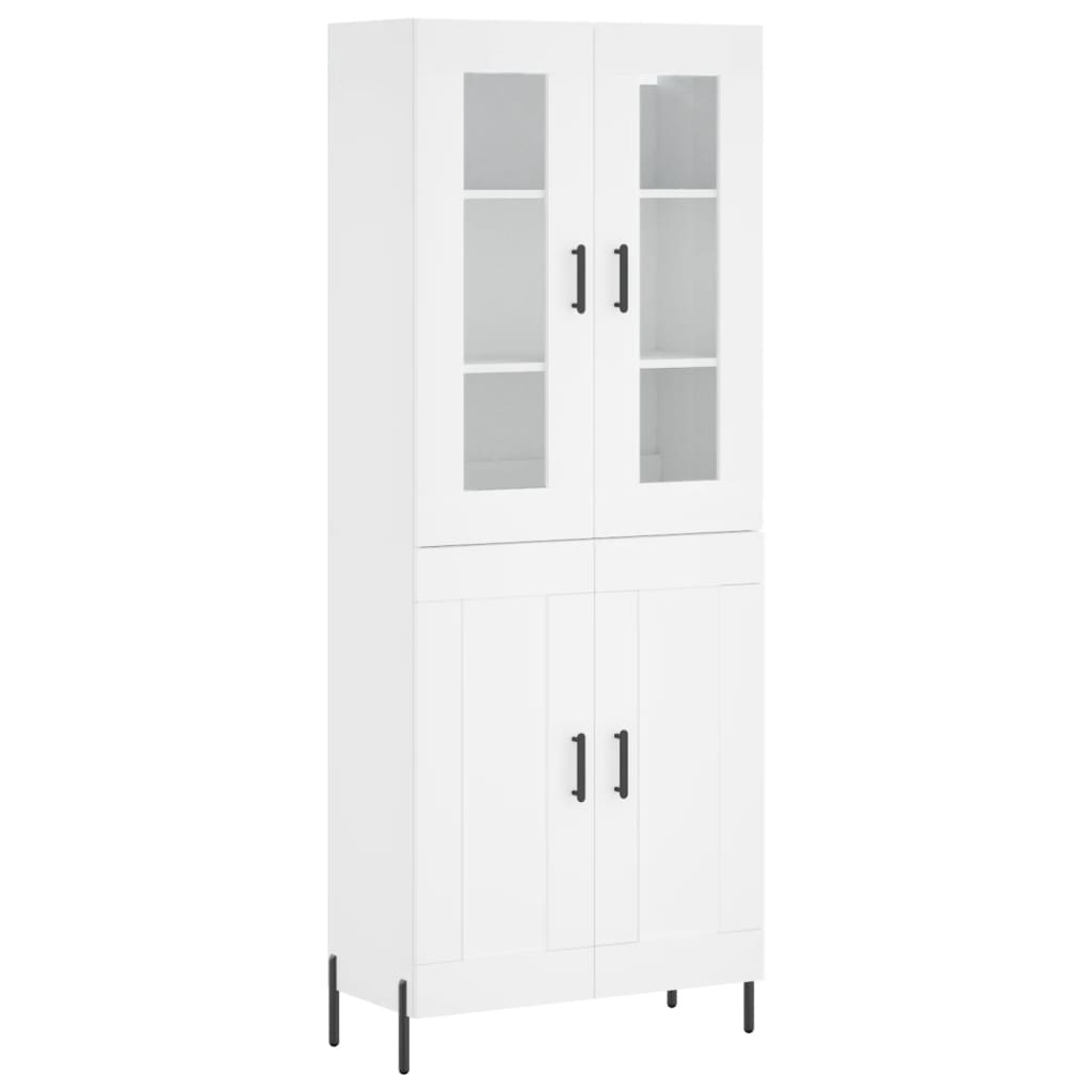 vidaXL Witrynka, biała, 69,5x34x180 cm, materiał drewnopochodny